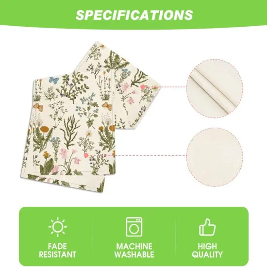 Wildflowers Floral Spring Table Runner, Butterfly Seasonal Summer Kitchen Dining Table Decoration for Home Party Decor 13x90 Inch {5}