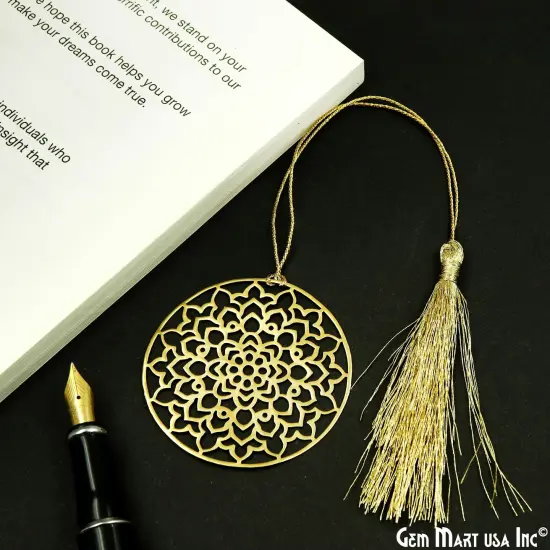 Metal Round Dream Catcher Bookmark With Tassel. Gold Bookmark, Reader Gift, Handmade Bookmark, Page Marker, Aesthetic Gift. 53mm {1}