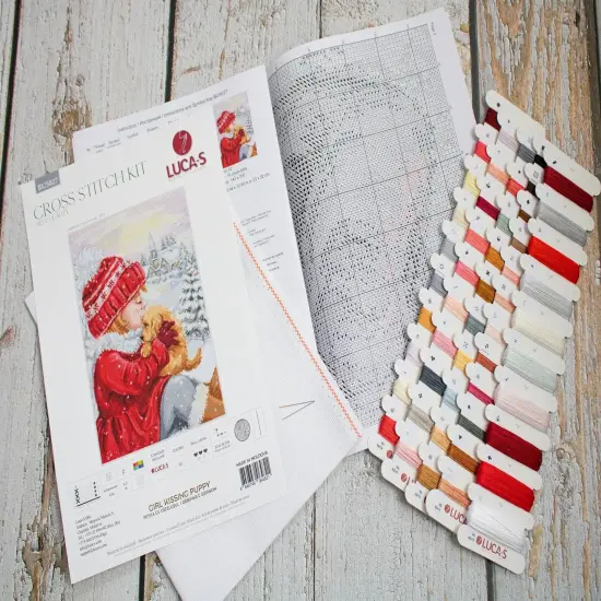 Girl Kissing Puppy BU5027l Counted Cross-Stitch Kit {5}