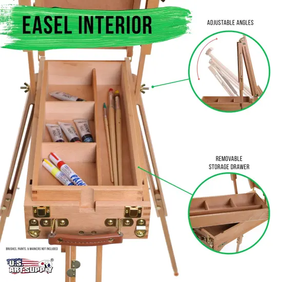 Coronado Small Wooden French Style Field & Studio Sketchbox Easel - Art Easel for Adults, Drawer, Palette - Adjustable Wood Tripod Stand, Portable Artist Table For Painting, Sketching {3}