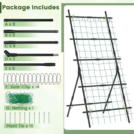 74" Cucumber Plant Support with A-Frame & Net {3}