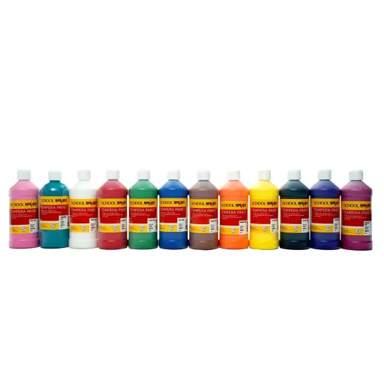 School Smart Tempera Paints, Assorted Colors, Pint Set of 12 {6}