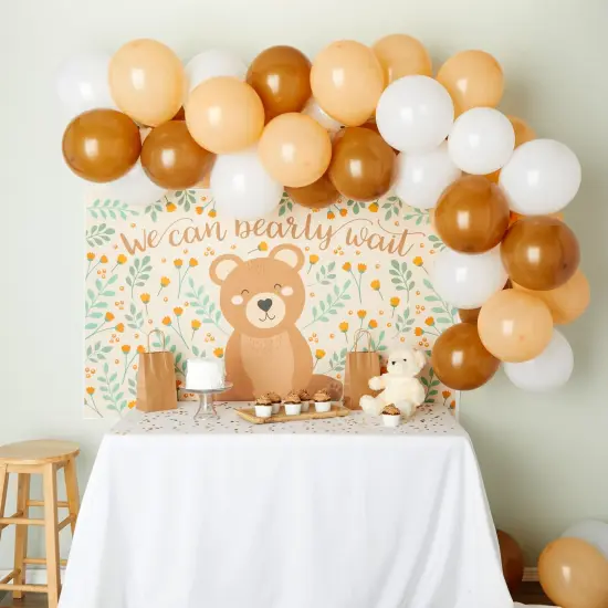 Teddy Bear Baby Shower Decorations, We Can Bearly Wait 48-Piece Garland Arch + 5x3 Photo Booth Backdrop for Party Supplies {2}