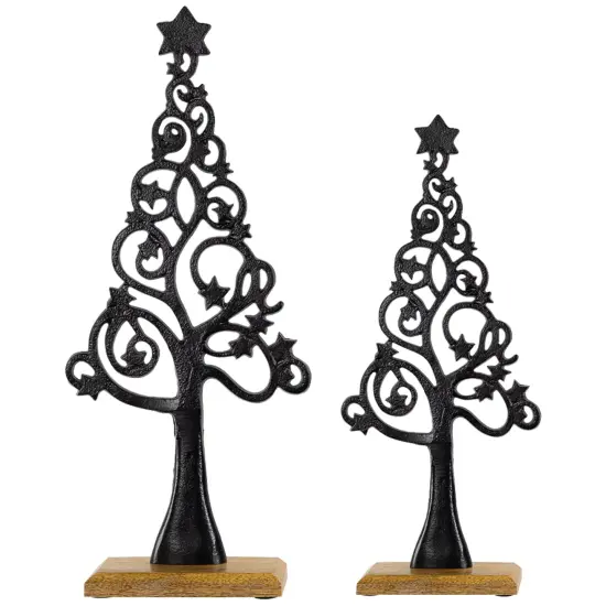 Northlight Starry Trees Metal Christmas Decorations - 18.5" - Black - Set of 2 {3}