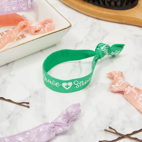 30-Pack Elastic Hair Tie Ribbons in 3 Colors, No Crease Knotted Elastics for Women, Nurse Appreciation Gift (Green, Purple, and Orange) Multicolor {2}