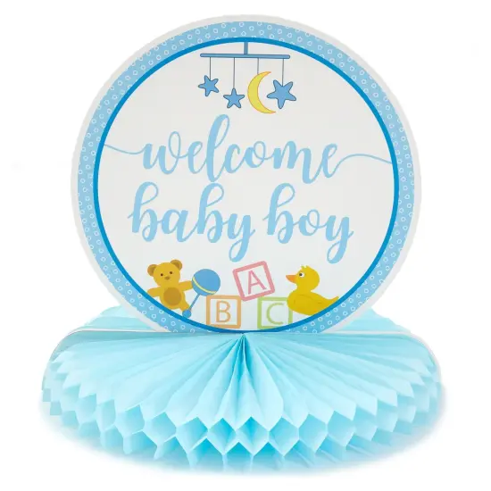 6 Pack Boy Baby Shower Table Decorations, Yellow Duck Honeycomb Centerpieces (8.25 x 7.5 In) {7}