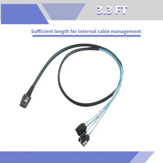 Mini SAS to 4 SATA Transfer Cable, with Tags, Connects a Blue, 3.3 ft. {4}