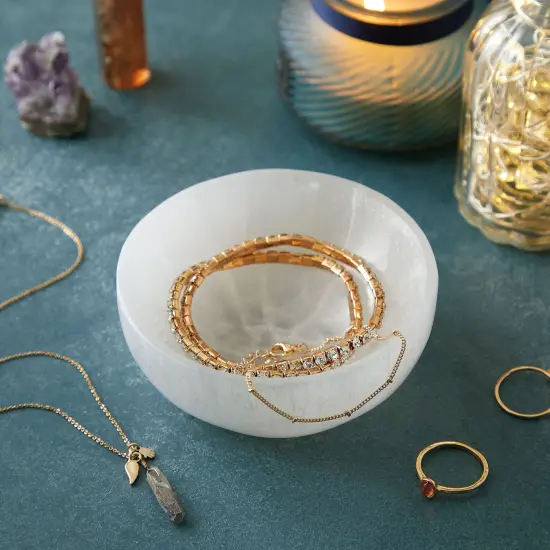 IMPRESA 4-Inch Selenite Charging Bowl for Cleansing, Recharging Crystals and Healing Stones, Meditation, Spiritual Awareness, Positive Energy, Witchcraft Supplies, Home Decor {2}