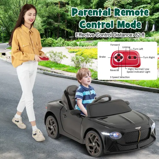 Costway 12V Licensed Bentley Bacalar Kids Electric Ride-on Car with Remote Control Green/Red/White/Black {4}