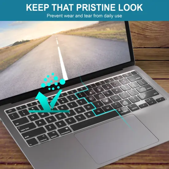 Insten Keyboard Cover Protector Compatible with 2020 Macbook Air 13", Ultra Thin Silicone Skin, Tactile Feeling, Anti-Dust, Black {3}