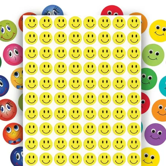 School Smart Smiley Face Mixed Emoji Stickers, 50 Sheets, Pack of 1780 {7}