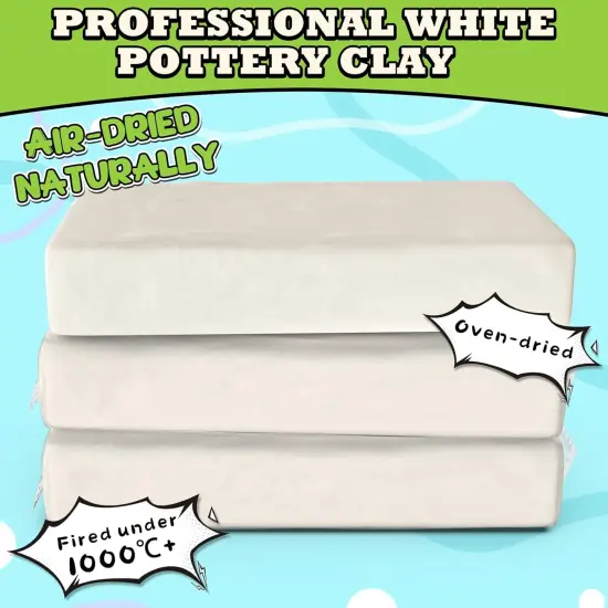 Premium Air Dry Clay for Kids - Natural Modeling Pottery Clay for Wheel, 3.3lbs Kids Arts & Crafts Supplies for School Classrooms, Easter Gifts Toy for Kid, White {2}