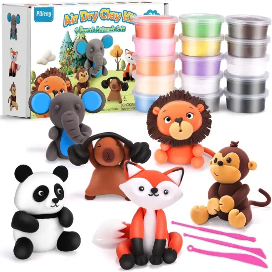 6 Pack Forest Animals Air Dry Clay Kit, Modeling Clay for Kids, DIY Model Magic Clay with Sculpting Tools, Non-Sticky Soft and Super Light, Arts and Crafts Gift for Kids (Forest Animals) {1}