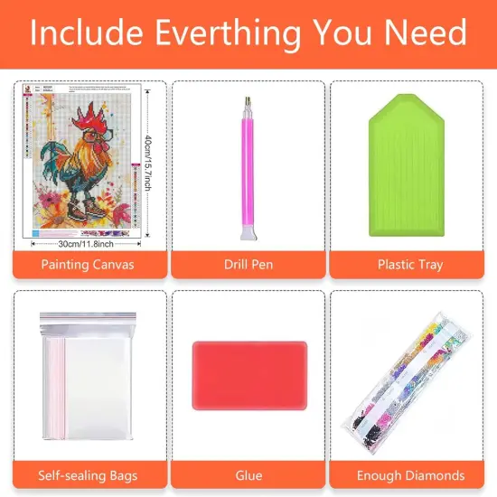 Chicken with Glasses Diamond Painting Kits 12x16 in {5}