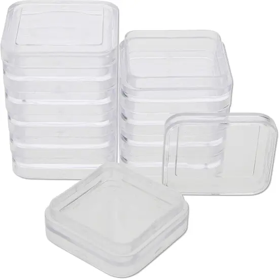 The Beadsmith Personality Case &ndash; 2 Clear Square Stacker Jar Set &ndash; Each Stack Measures 1.25 x 2.3 inches - Total 10 Jars and 2 lids, for Storage of Small Items, Crafts, Jewelry, Hardware {1}