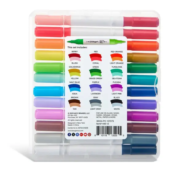 KINGART&reg; PRO Dual Tone Acrylic Paint Markers, 12 Pens, 24 Colors {5}