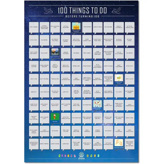 Scratch off Poster, 100 Things To Do Before Turning 100 Bucket List (16.5 x 23.5 In) {1}