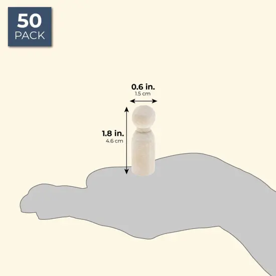 Wood Peg Dolls, Peg Doll Kit (1.77 inches, 50-Pack) White {2}