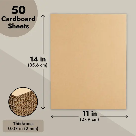 50-Pack Large Corrugated Cardboard Sheets for Mailers, 11x14 Flat Packaging Inserts Pads, Shipping, Packing, Mailing, Dividers, Crafts, DIY Art Projects Supplies (2mm Thick) Brown {5}
