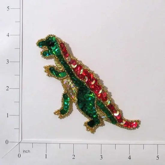 4 3/4" x 2" T-Rex Dinosaur Sequin Applique/Patch {1}