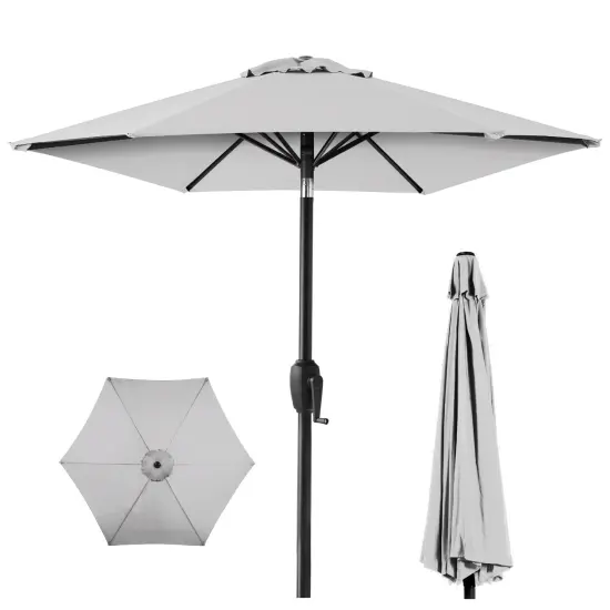 Best Choice Products 7.5ft Heavy-Duty Outdoor Market Patio Umbrella w/ Push Button Tilt, Easy Crank Baby Blue {7}