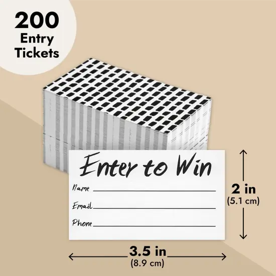 200-Pack Enter to Win Cards, 3.5x2 White Entry Form Raffle Tickets Slips for Fairs, Contests, Ballots, Carnivals, Drawings, Auction Events, Prize Games, Fundraisers {4}