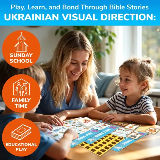 QUOKKA 3X Set Bible Games for Kids 4-6 - Board Bingo Game - Bible Trivia for Family - Noah Ark Toy - Cooperative Card Games for Toddlers Ages 4-8 - Christian Gifts for Kids for Sunday School {6}
