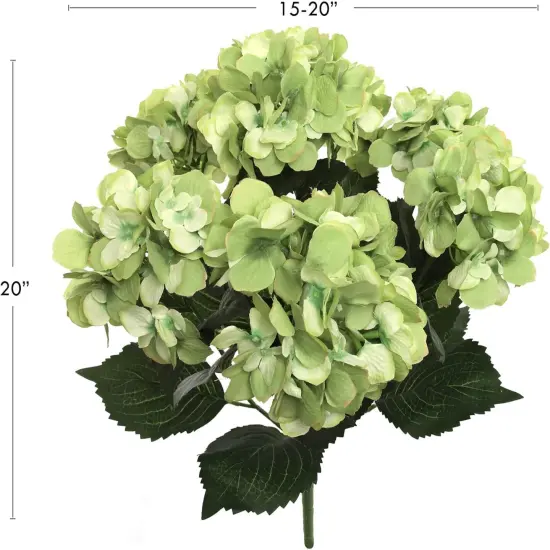 Green Hydrangea Flower Bush - 7 Bloom Heads, Lifelike Silk Flowers, Perfect for Bouquets, Centerpieces & Home D&eacute;cor - Spring & Wedding Accents, Floral Home by Artificial Flowers {4}