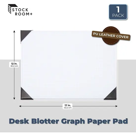 Stockroom Plus Large Desk Blotter Graph Paper Pad, Refillable 50 Sheets, 17 x 12 Inches, Ideal Use for Office and School Supplies White {2}