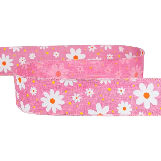 Northlight Pink and White Floral Spring Easter Wired Craft Ribbon 2.5" x 10 Yards {5}