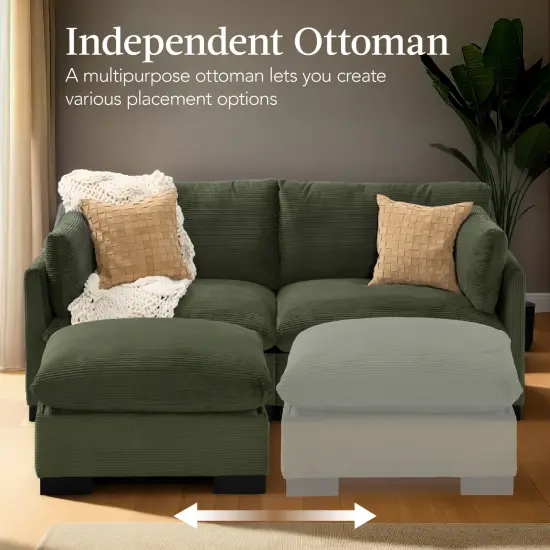 Best Choice Products 82in Modular Sectional Pillowtop Sofa w/ Ottoman & Storage Moss Green {4}