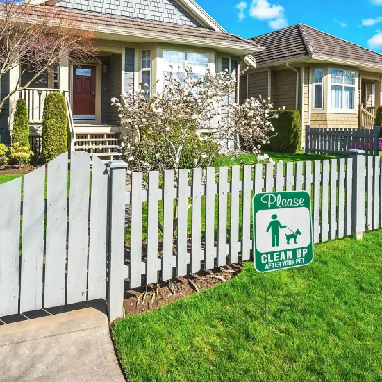 6-Pack of Dog Poop Signs for Yard with Metal Wire H-Stakes for Front Lawn, Double-Sided Weather Resistant 12x9 Pick Up After Your Pet Sign for Outdoors, Neighbors Green {3}