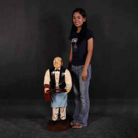 Small Old Man Butler Statue {3}