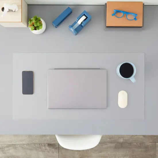 Clear Desk Protector Mat, 2mm Thick Writing Desk Blotter Pad, Frosted Computer Mat for Desktop, Water-Resistant PVC Protective Table Placemat for Laptops (32x16 in) {2}