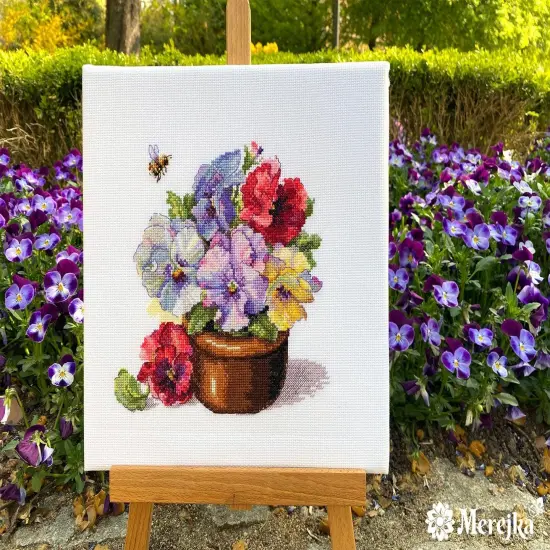 Spring Pansies K-215 Counted Cross-Stitch Kit {2}