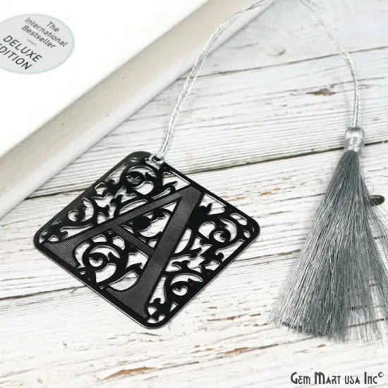 A Alphabet Bookmark With Tassel. Oxidized Bookmark, Reader Gift, Handmade Bookmark, Page Marker, Aesthetic Gift. 50mm {3}