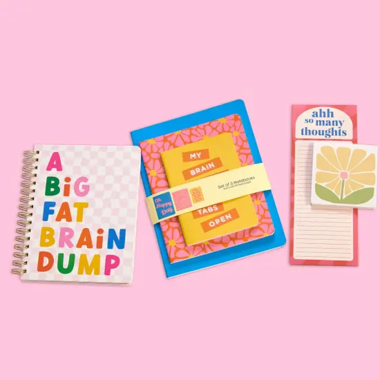 Too Many Thoughts Stitched Notebook Set, Softcover Journal, Class Notebooks {4}