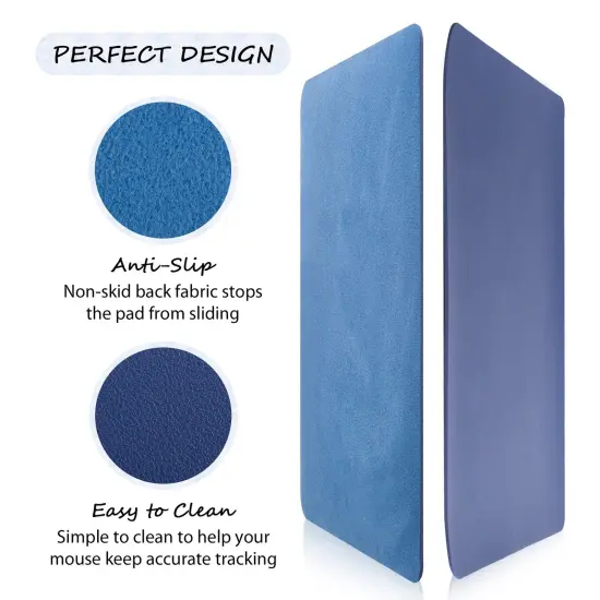 Insten Premium Leather Mouse Pad with Waterproof Coating, Anti-Slip Design, Easy to Clean, Blue - 9.45" X 7.87" {4}