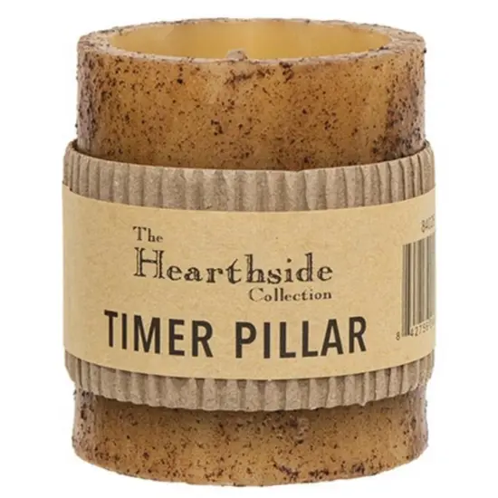 Ivory LED Pillar Candle with Grungy Cinnamon Coating Flameless with Timer for 6-Hour Glow {2}