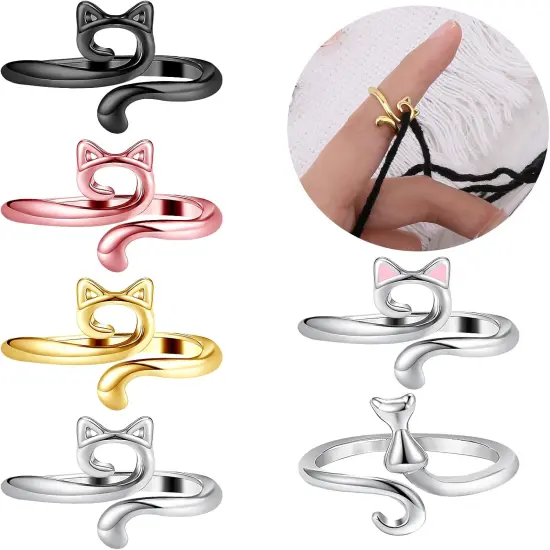 6 Pcs Crochet Rings for Finger Adjustable {2}