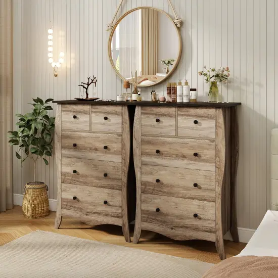 5 Fabric Drawers Closet Storage Organizer Dresser with Wooden Tabletop Perfect for Bedroom or Hallway Brown {5}