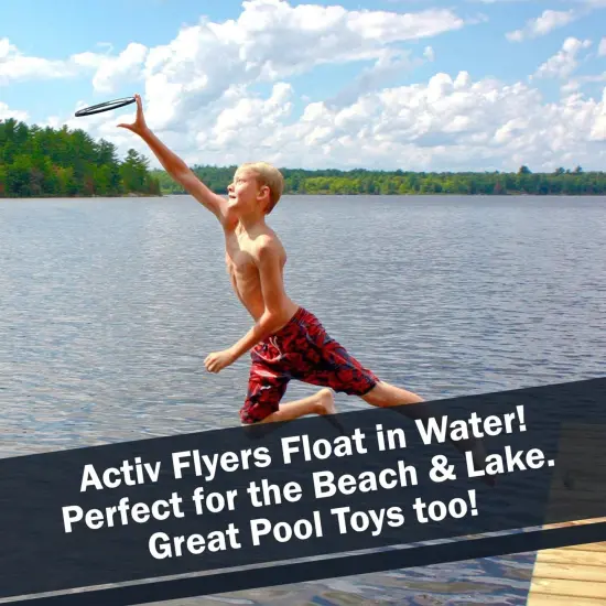 Activ Life 2 Pack Flying Rings for Kids, Fun Beach Toys, for Boys & Girls, Cool Family Outdoor Games, Play at Swimming Pool, Playground, Basket Fillers Birthday Presents, White/ Black, For Ages 3-14 {4}