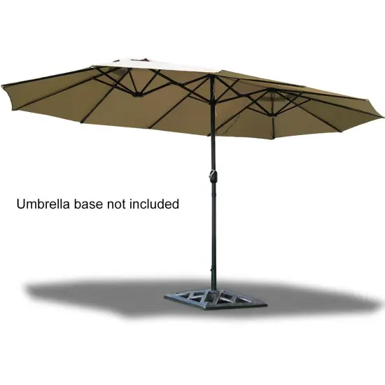 Costway 15' Market Outdoor Umbrella Double-Sided Twin Patio Umbrella with Crank beige {4}