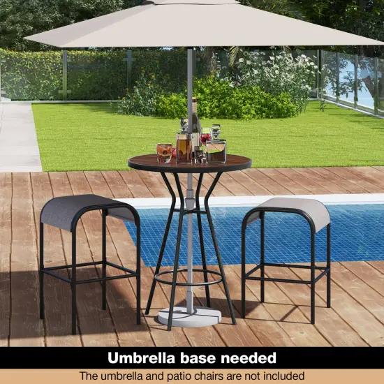 Outdoor Bar Table with Umbrella Hole, Footrest and Metal Base {2}