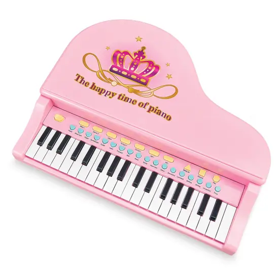 Collections Etc Interactive Pink Piano and Stool with MP3 Connectability {4}