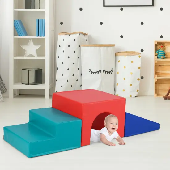 Portable Climb and Crawl Foam Block Play Set Perfect for Child Various Activities Red {1}