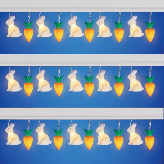 Collections Etc Easter Bunny and Carrot Outdoor String Lights {1}
