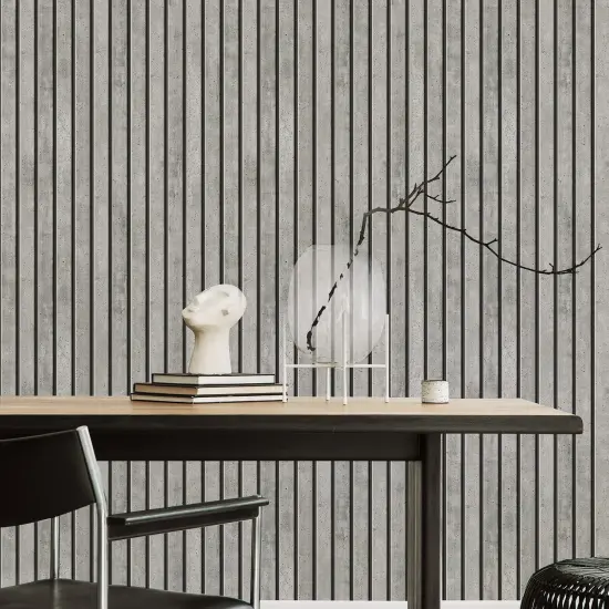 Transform Concrete Slats Grey Peel & Stick Wallpaper {1}