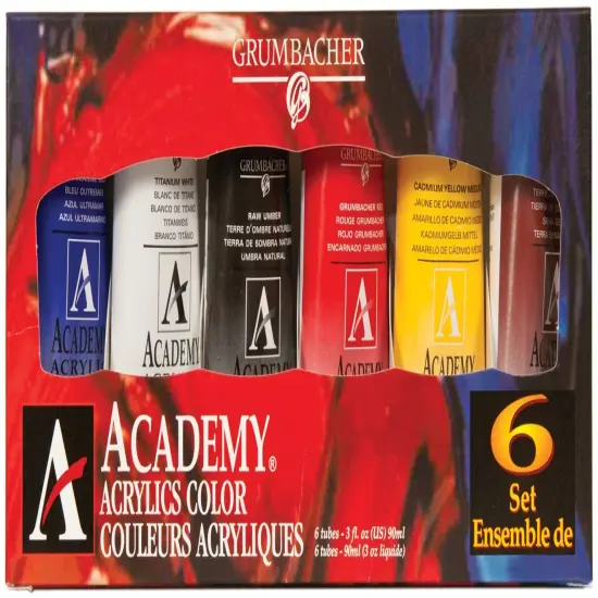 Grumbacher Academy Acrylic Tube Intro Set 6/Pkg-0.90ml {1}