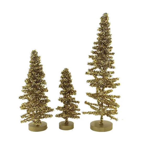 Cody Foster 12.0 Inch Tinsel Tree Gold Set/3 Christmas Decorative Tree Set , Christmas Decor Sparkly Shiny Tinsel {3}